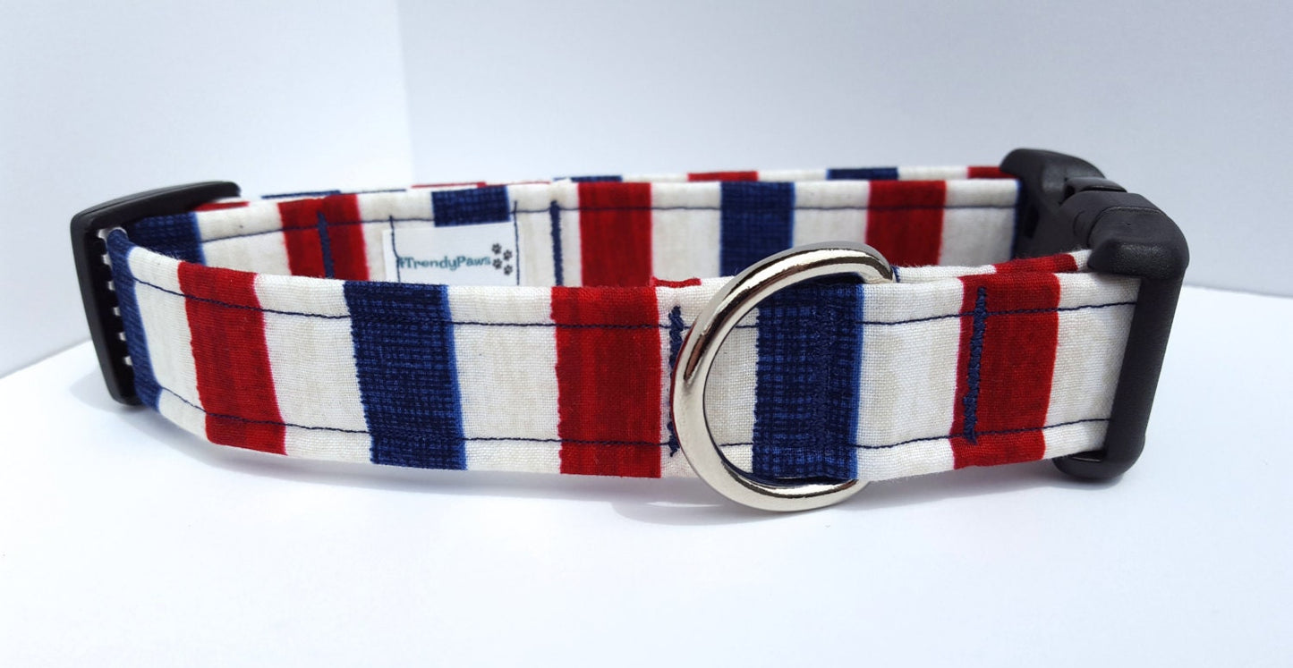 Rustic Patriot Collar, 4th of July Collar, Red White & Blue Collar, Summer Collar, Boy Collar, Girl Collar, Small Dog, Large Dog, Cat Collar