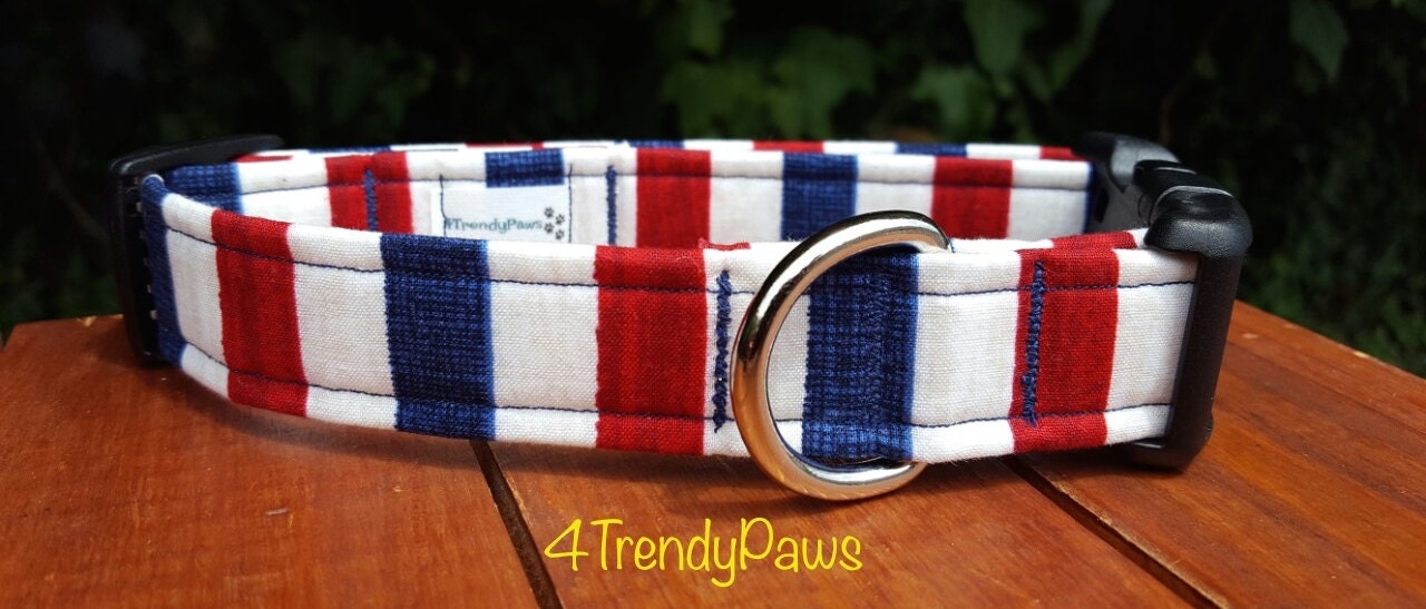 Rustic Patriot Collar, 4th of July Collar, Red White & Blue Collar, Summer Collar, Boy Collar, Girl Collar, Small Dog, Large Dog, Cat Collar