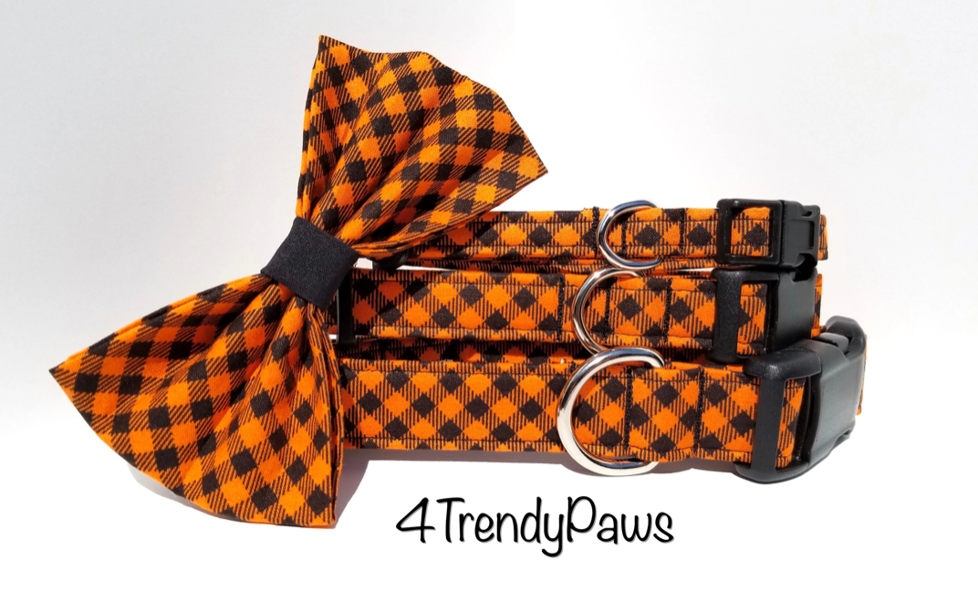 Black and Orange Gingham Collar