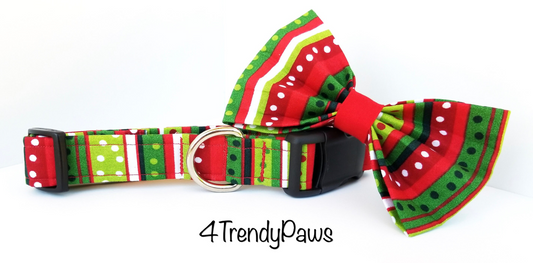 Christmas Stripes and Dots Collar