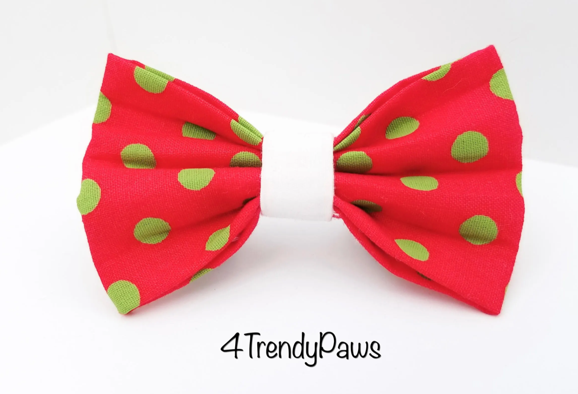 Green Polka Dots on Red Collar