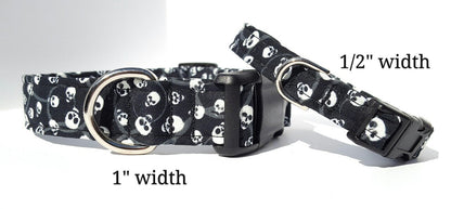 Skulls Collar, Halloween Collar, Small Dog Collar, Large Dog Collar, Boy Dog Collar, Girl Dog Collar, Cat Collar, Collar and Bow