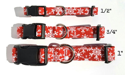 White Snow Flakes on Red Collar, Christmas Collar, Holiday Collar, Winter Collar, Snow Flakes, Boy Dog Collar, Girl Dog Collar, Cat Collar