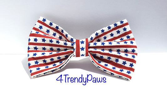 Stars and Stripes Dog Bow, Patriotic Dog Bow, 4th of July Dog Bow, Boy Dog Bow Tie, Girl Dog Bow tie, Small Dog Bow Tie, Big Dog Bow tie