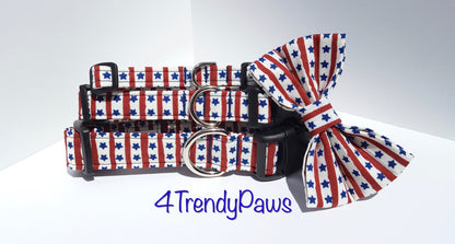 Stars and Stripes Collar, Patriotic Collar, 4th of July Collar, Boy Dog Collar, Girl Dog Collar, Small Dog Collar, Big Dog Collar,Dog Collar