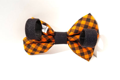 Black and Orange Gingham Bow