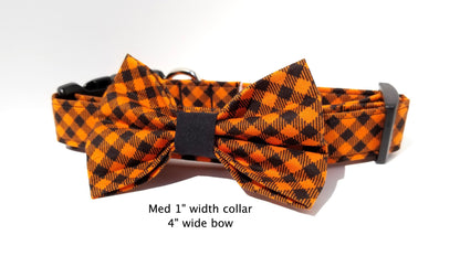 Black and Orange Gingham Bow