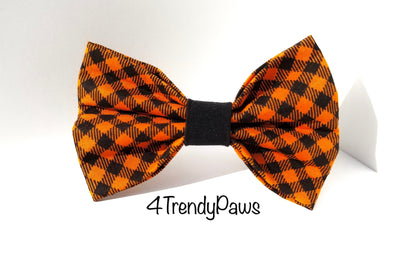 Black and Orange Gingham Bow