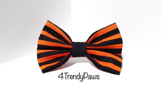 Black and Orange Stripes Bow