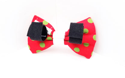 Green Polka Dots on Red Bow