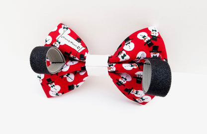 Snowmen on Red Bow, Christmas Dog Bowtie, Holiday Bow, Winter Bow, Boy Dog bowtie, Girl Dog Bow, Big Dog Bow, Small Dog Bow