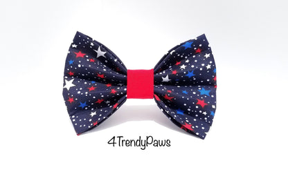 Blue Patriotic Stars Bow