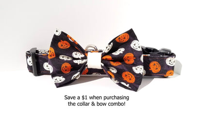 White & Orange Pumpkins Dog Collar, Pumpkins Dog Collar, Halloween Dog Collar