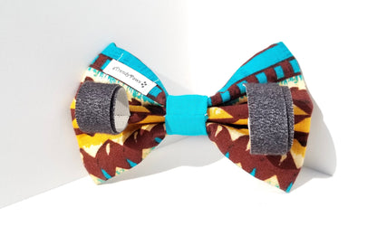 Teal and Brown Aztec Bow, Aztec Dog Bowtie, Western Dog Bow, Southwestern Dog Bow, Boy Dog Bowtie, Girl dog bow, Small Dog Bow, Big Dog Bow