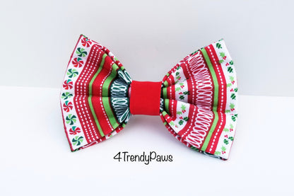 Ugly Sweater Christmas Bow, Christmas Bowtie, Christmas Dog Bowtie, Holiday Dog Bowtie, Red & Green Bow, Girl Dog Bow, Boy Dog Bowtie