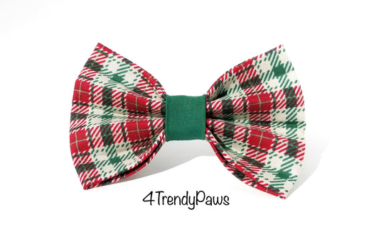 Christmas Plaid Dog Bow