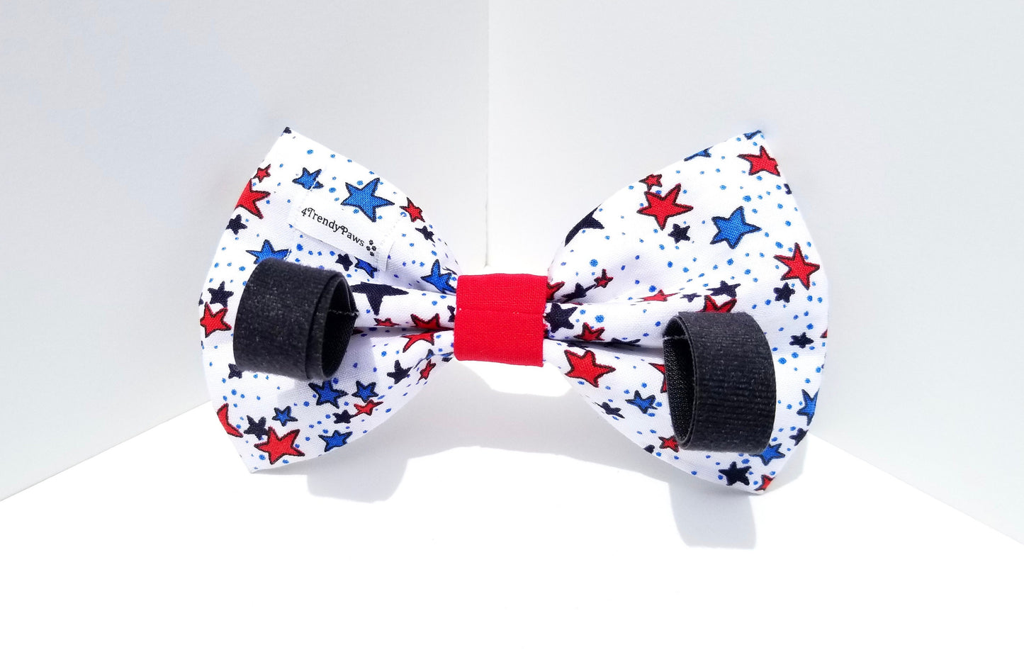 White Patriotic Stars Bow, 4th of July Bow, Red White & Blue Bow, Boy Dog Bow, Girl Dog Bow, Small Dog Bow, Big Dog Bow, Dog Bow Tie