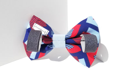 Retro Blue and Orange Diamonds Bow, Retro Dog Bow, Dog Bow Tie, Girl Dog Bow, Boy Dog Bow Tie