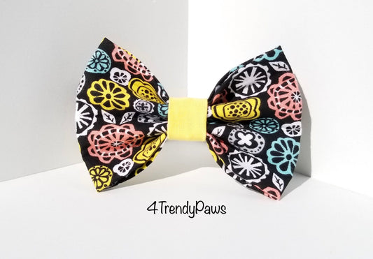 Retro Flowers Bow, Retro Dog Bow, Floral Dog Bow, Flowers Dog Bow, Girl Dog Bow, Boy Dog Bow Tie, Bow Tie