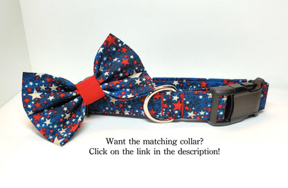 Patriotic Night Sky Dog Bow