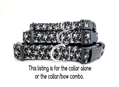 Skulls and Crossbones Dog Collar, Skulls Collar, Halloween Dog Collar, Small Dog Collar, Large Dog Collar, Girl Dog Collar, Boy Dog Collar