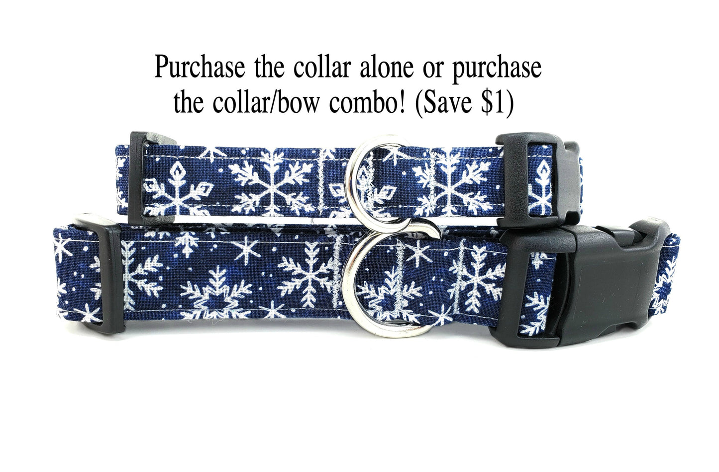 Snowflakes on Blue Dog Collar, Christmas Collar, Winter Collar, Holiday Dog Collar, Boy Dog Collar, Girl Dog Collar