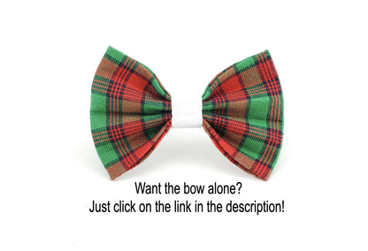 Shiny Christmas Plaid Collar, Holiday Dog Collar, Winter Dog Collar, Red and Green Plaid Collar, Small Dog Collar, Big Dog Collar