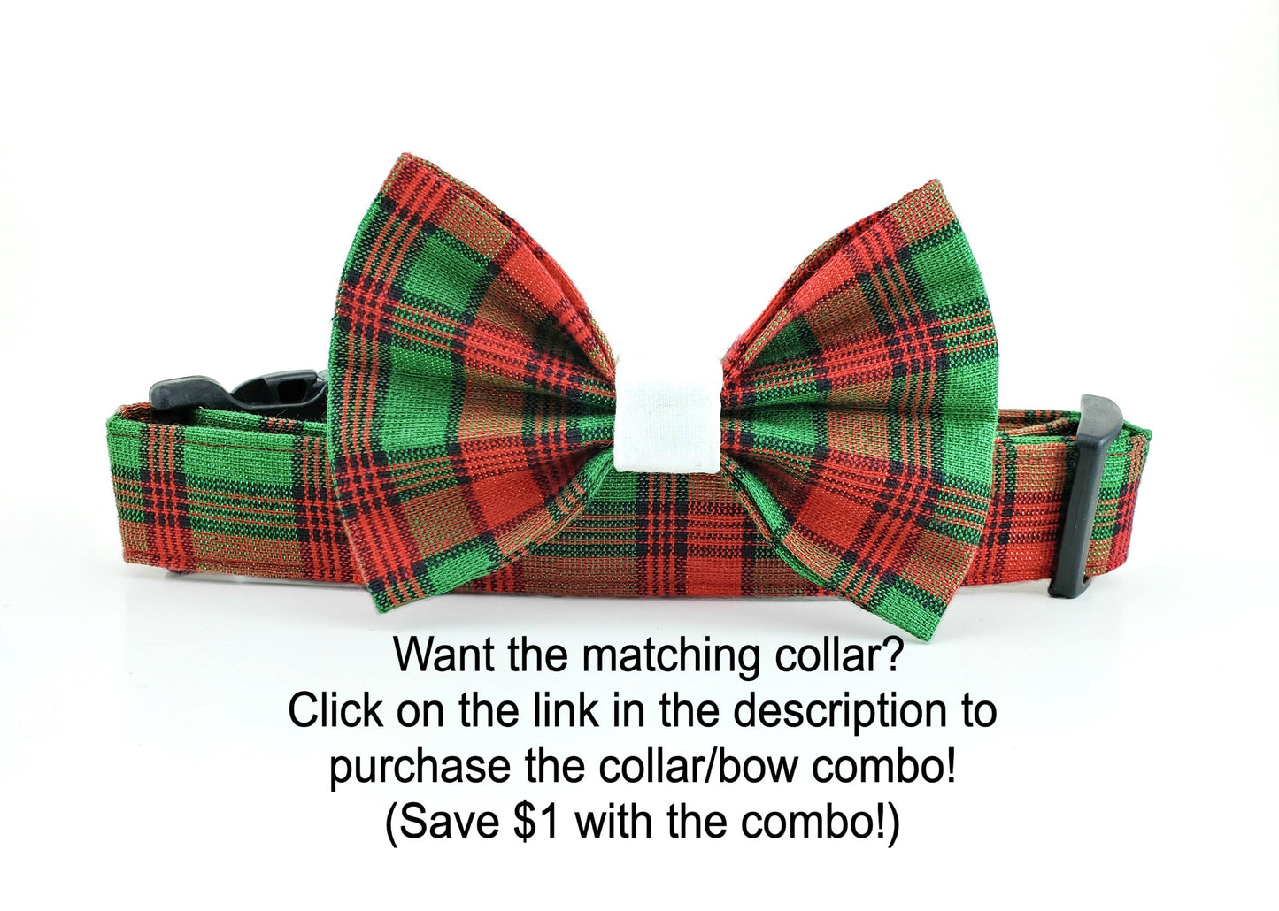 Shiny Christmas Plaid Bow, Christmas Dog Bow Tie, Holiday Dog Bow, Winter Dog Bow, Red and Green Plaid Bow, Boy Dog Bow Tie, Girl Dog Bow