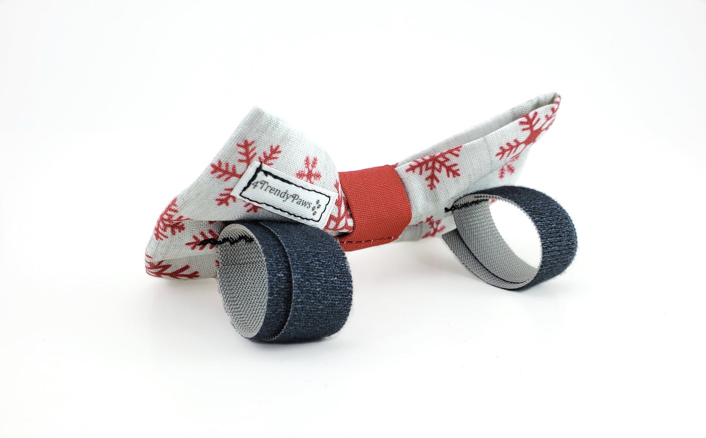 Red Snow Flakes on Light Gray Bow, Winter Dog Bow, Christmas Dog Bow, Holiday Dog Bow, Boy Dog Bow Tie, Girl Dog Bow, Dog Bow