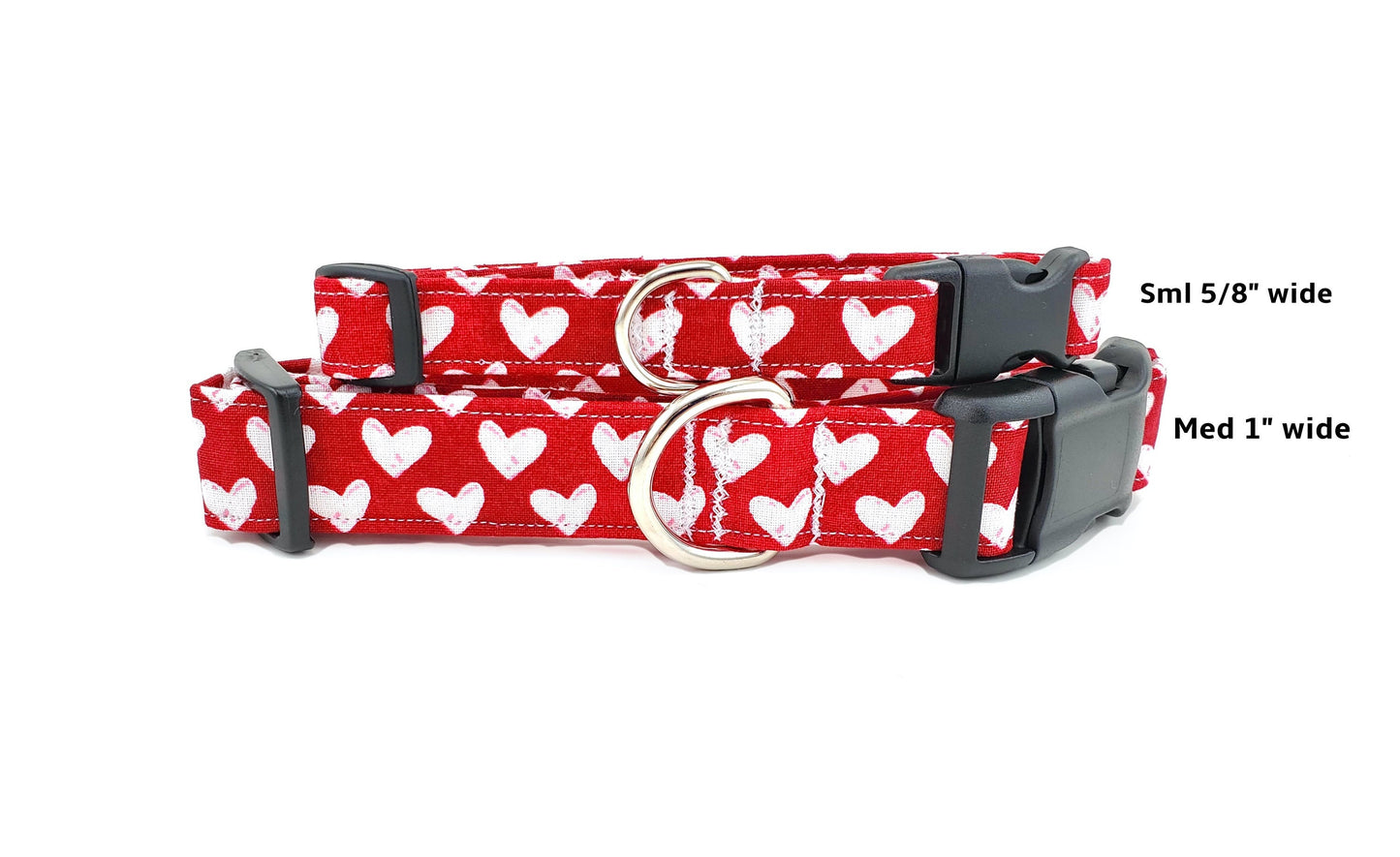 White Hearts on Red Dog Collar, Hearts Dog Collar, Valentine's Day Dog Collar, Love Dog Collar, Girl Dog Collar, Boy Dog Collar