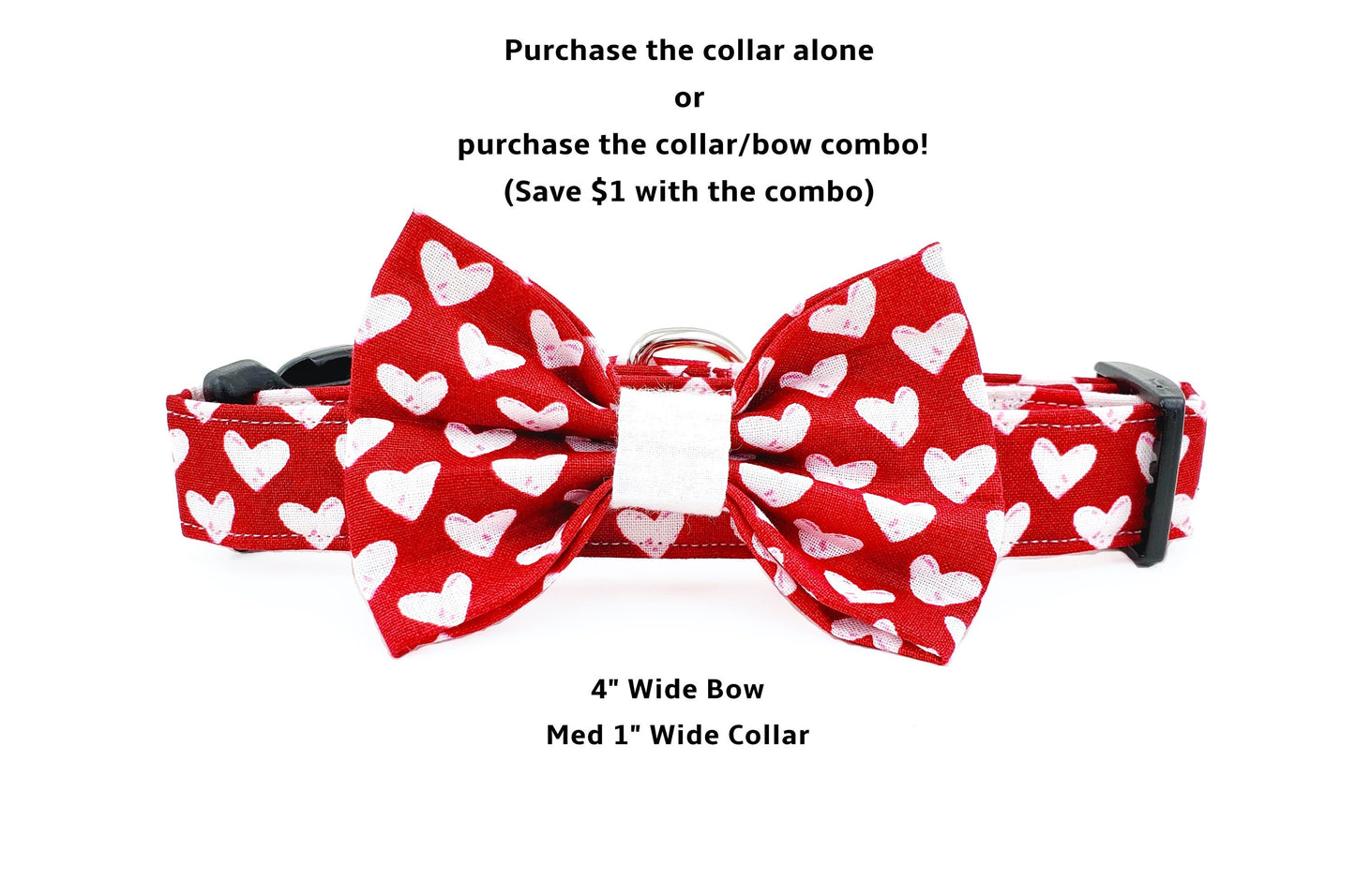 White Hearts on Red Dog Collar, Hearts Dog Collar, Valentine's Day Dog Collar, Love Dog Collar, Girl Dog Collar, Boy Dog Collar