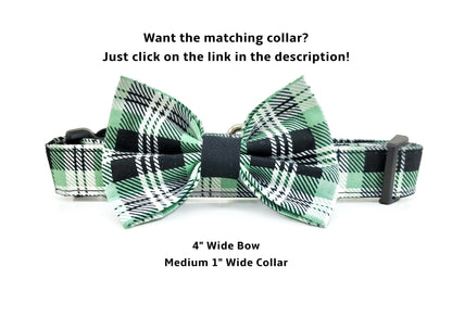 Green Plaid Dog Bow