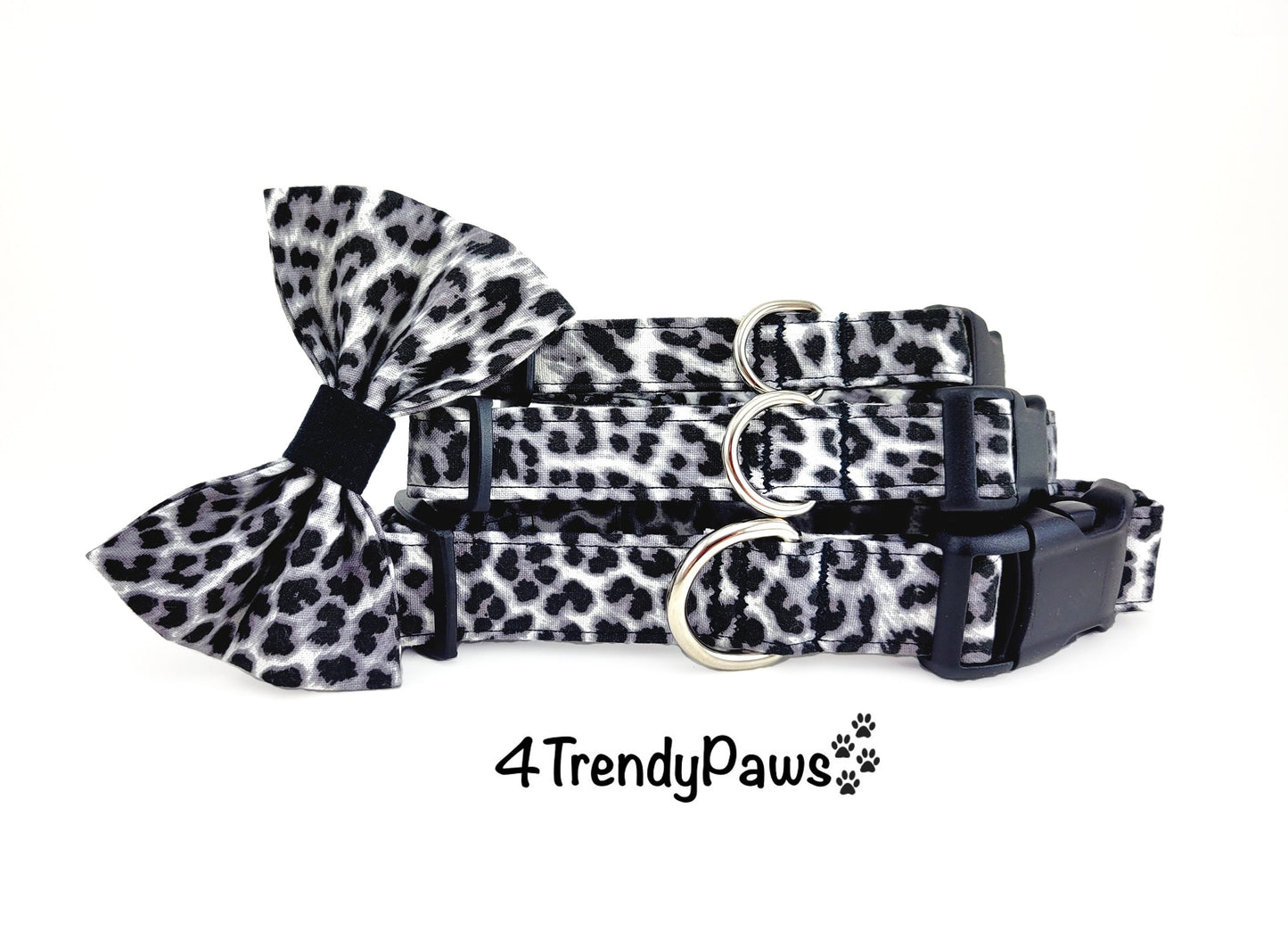 Snow Leopard Dog Collar, Gray Leopard Collar, Animal Print Dog Collar, Dog Collar