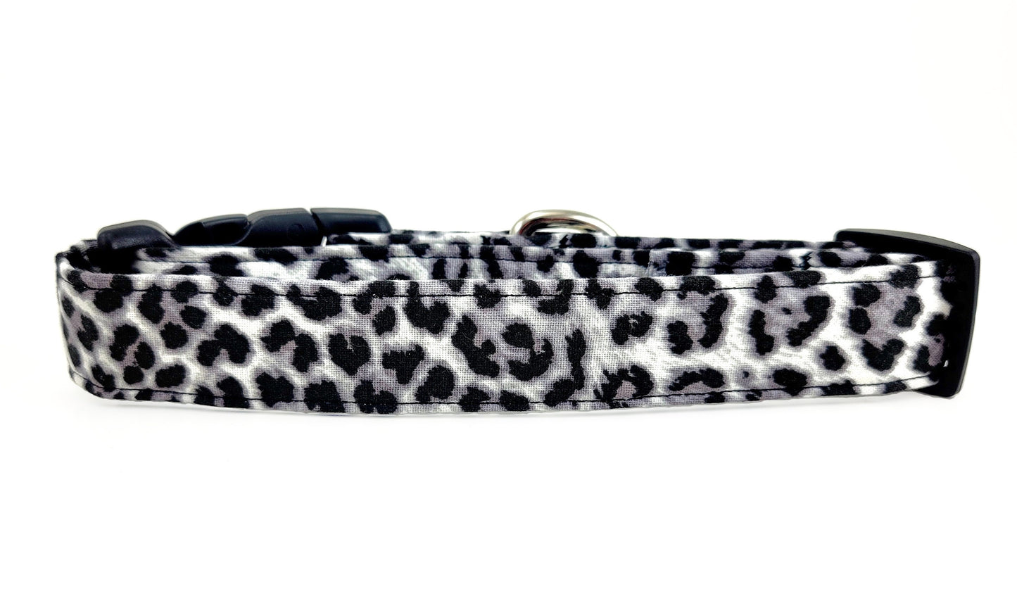 Snow Leopard Dog Collar, Gray Leopard Collar, Animal Print Dog Collar, Dog Collar