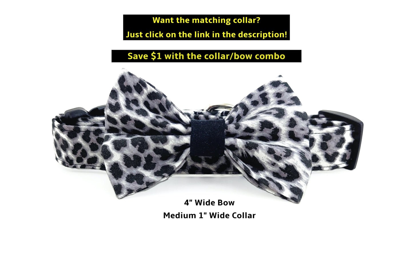 Snow Leopard Dog Bow, Gray Leopard Dog Bow, Leopard Print Dog Bow, Animal Print Dog Bow, Dog Bow Tie