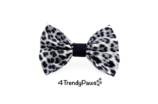 Snow Leopard Dog Bow, Gray Leopard Dog Bow, Leopard Print Dog Bow, Animal Print Dog Bow, Dog Bow Tie