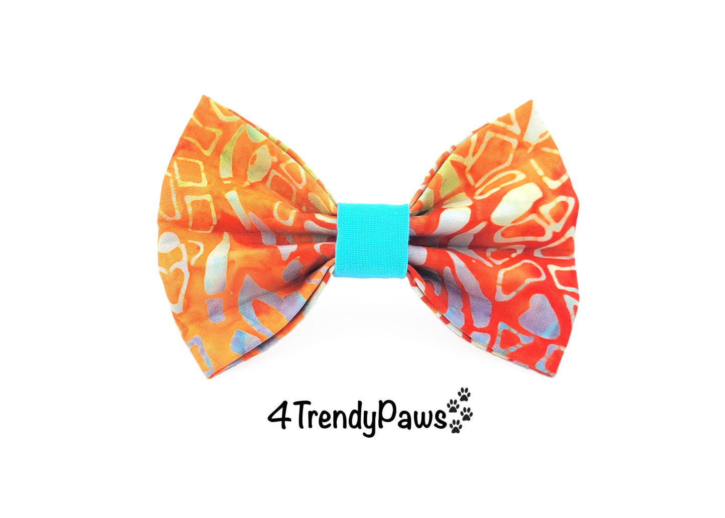 Orange Batik Dog Bow