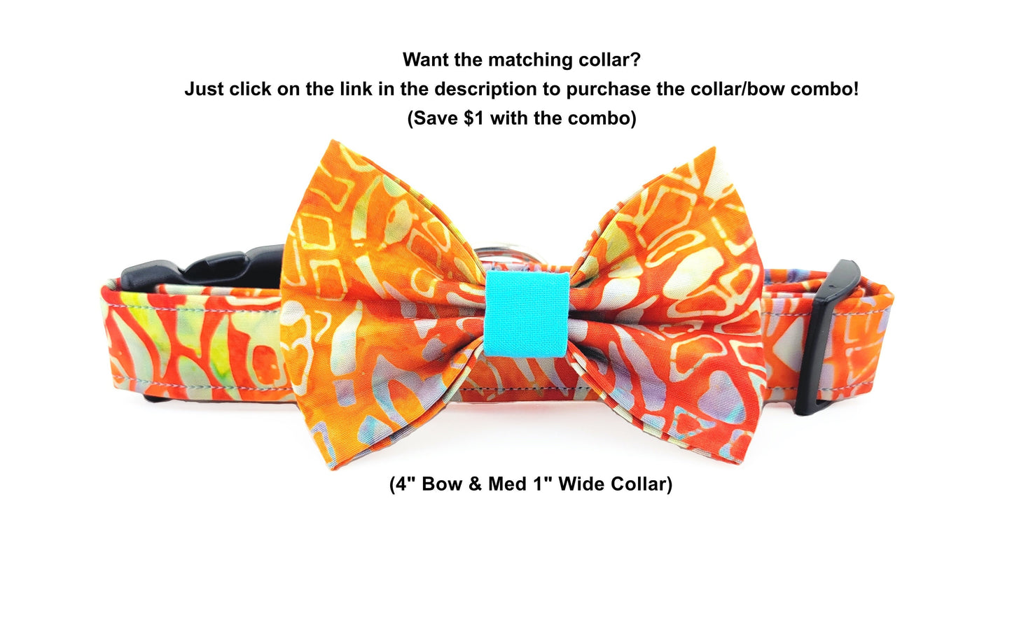 Orange Batik Dog Bow