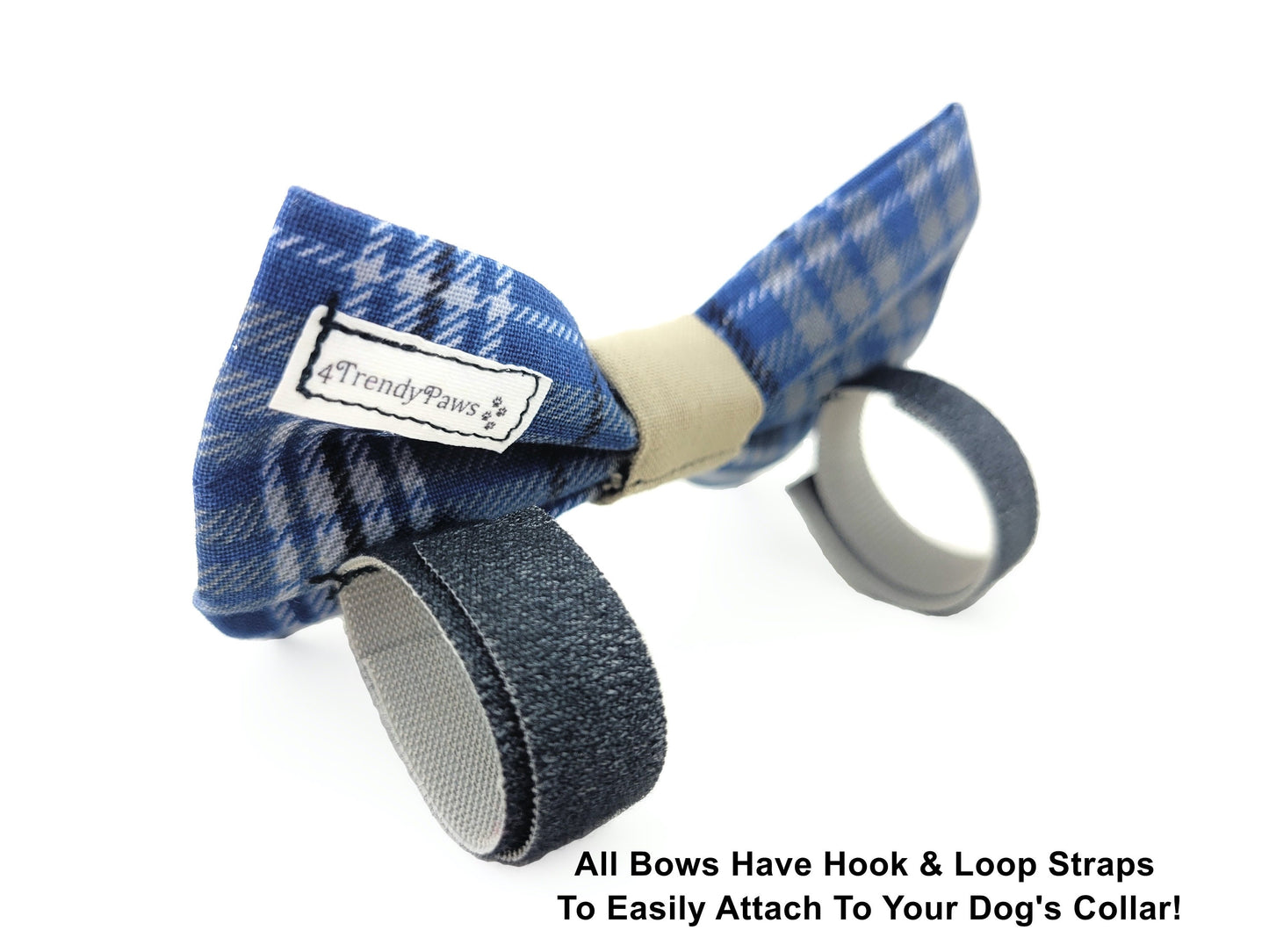 Blue Plaid Dog Bow